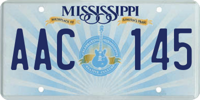 MS license plate AAC145