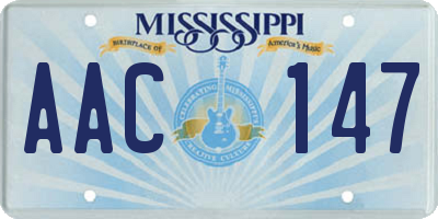 MS license plate AAC147