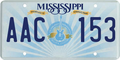 MS license plate AAC153