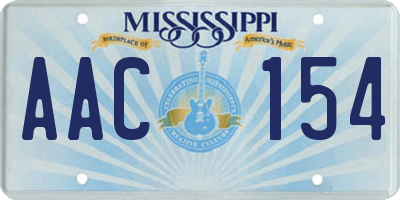 MS license plate AAC154