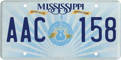 MS license plate AAC158