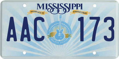 MS license plate AAC173