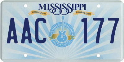 MS license plate AAC177