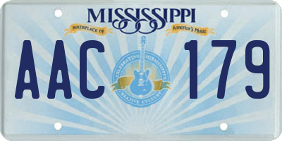 MS license plate AAC179