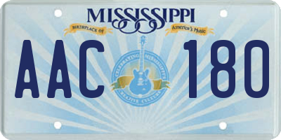 MS license plate AAC180