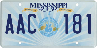 MS license plate AAC181