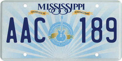 MS license plate AAC189