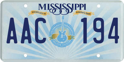 MS license plate AAC194