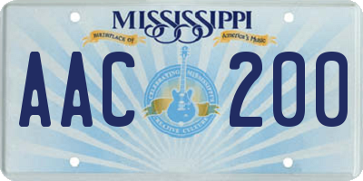 MS license plate AAC200