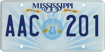 MS license plate AAC201