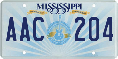 MS license plate AAC204