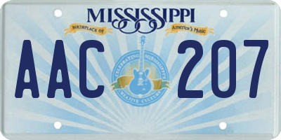 MS license plate AAC207