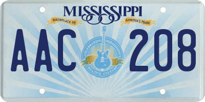 MS license plate AAC208
