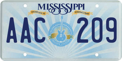 MS license plate AAC209