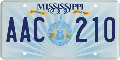 MS license plate AAC210