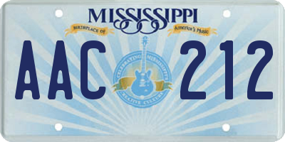 MS license plate AAC212