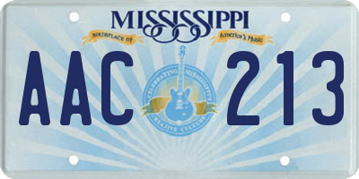 MS license plate AAC213