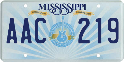 MS license plate AAC219