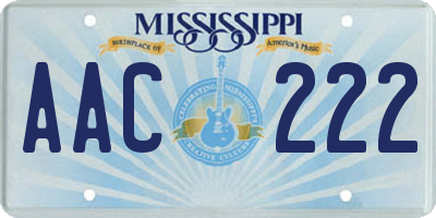 MS license plate AAC222