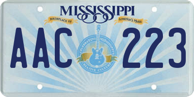 MS license plate AAC223