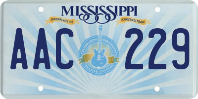 MS license plate AAC229