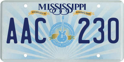 MS license plate AAC230