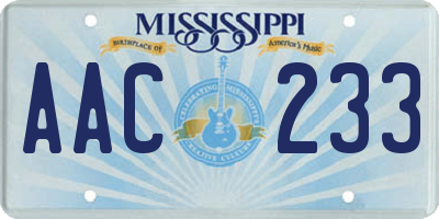 MS license plate AAC233