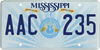 MS license plate AAC235