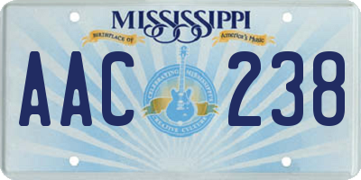 MS license plate AAC238