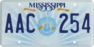 MS license plate AAC254