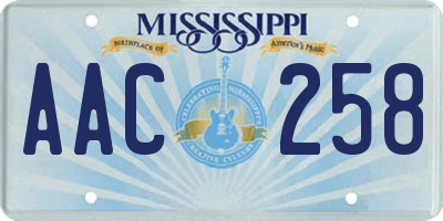 MS license plate AAC258