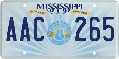 MS license plate AAC265