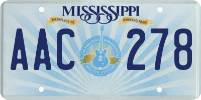 MS license plate AAC278