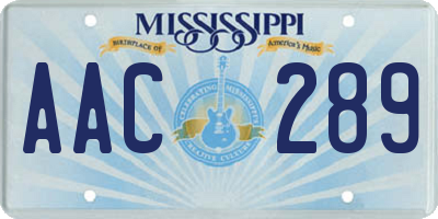 MS license plate AAC289