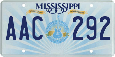 MS license plate AAC292