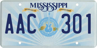 MS license plate AAC301