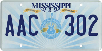 MS license plate AAC302