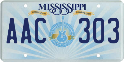 MS license plate AAC303