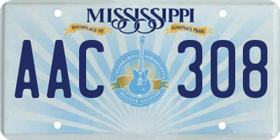 MS license plate AAC308