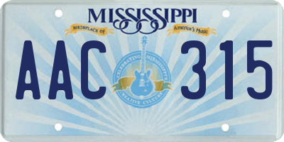 MS license plate AAC315