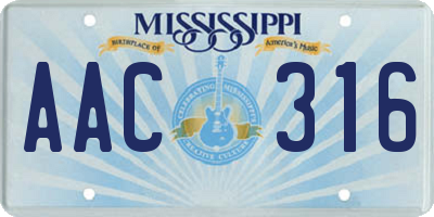 MS license plate AAC316