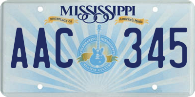 MS license plate AAC345