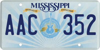 MS license plate AAC352