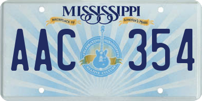 MS license plate AAC354