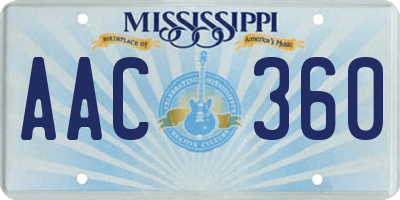 MS license plate AAC360