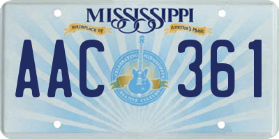 MS license plate AAC361