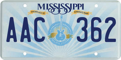 MS license plate AAC362