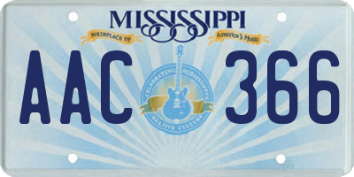 MS license plate AAC366