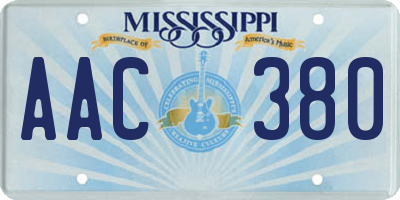 MS license plate AAC380