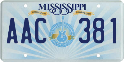 MS license plate AAC381